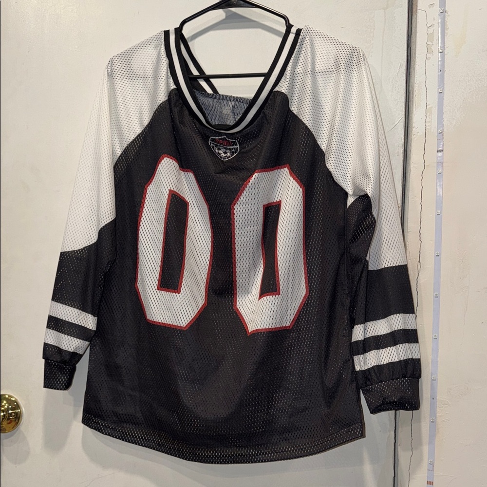 SHEIN Black and White Mesh Jersey Top